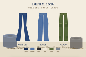 Денім 2026: яка тканина потрібна для трендових baggy, wide-leg та карго джинсів фото